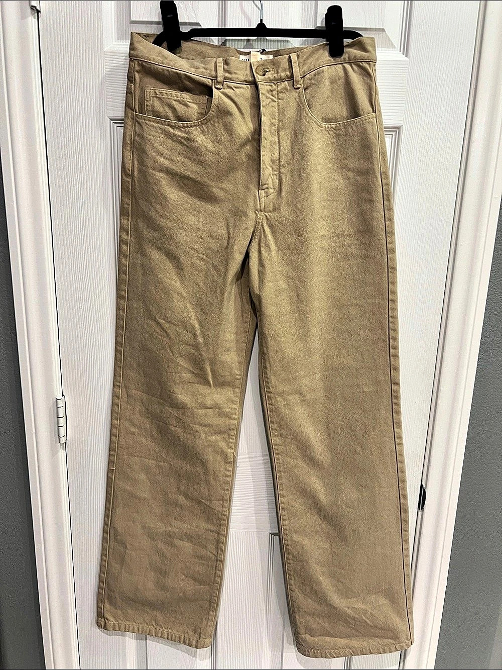 Nili Lotan Sandstone Pant Straight Leg Cotton Pants in Tan Waist 31 NWT